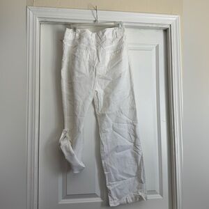 H&M Size 6 Off White Linen Cotton Blend Crop Or Full Length Pants
